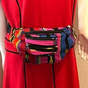 Hand-woven, South American Large 3-Zipper Fanny Pack
